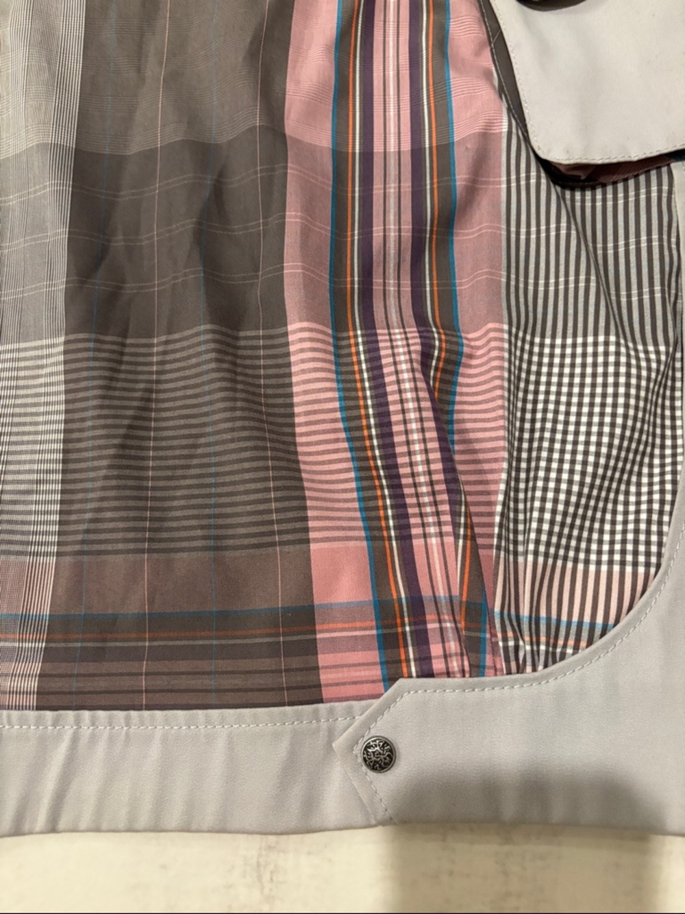 Light Gray Plaid Pocket Mini Skirt - Pink & Gray - Picture 5 of 11